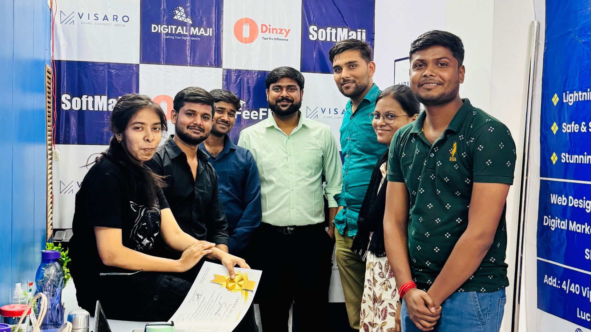 A team of young developers collaborating in a modern office